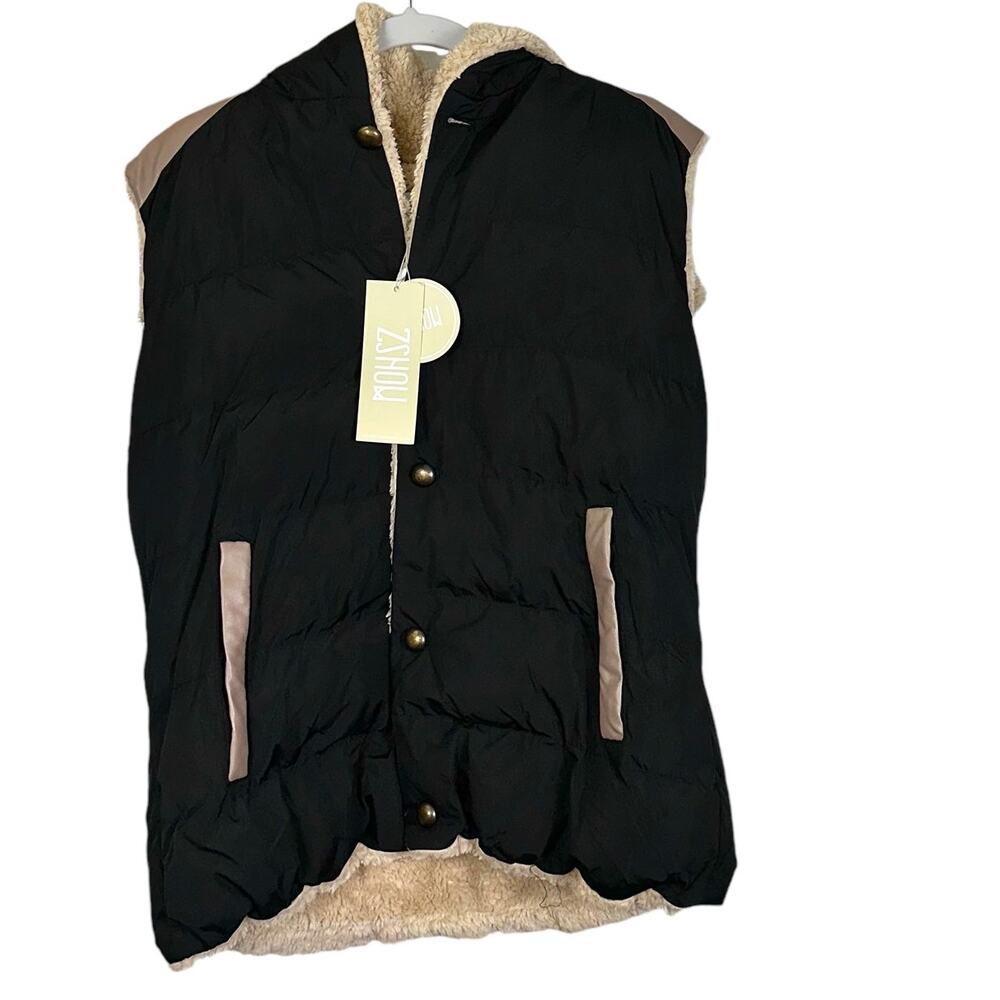ZSHOW Black Button-Up Warm Vest Size Large